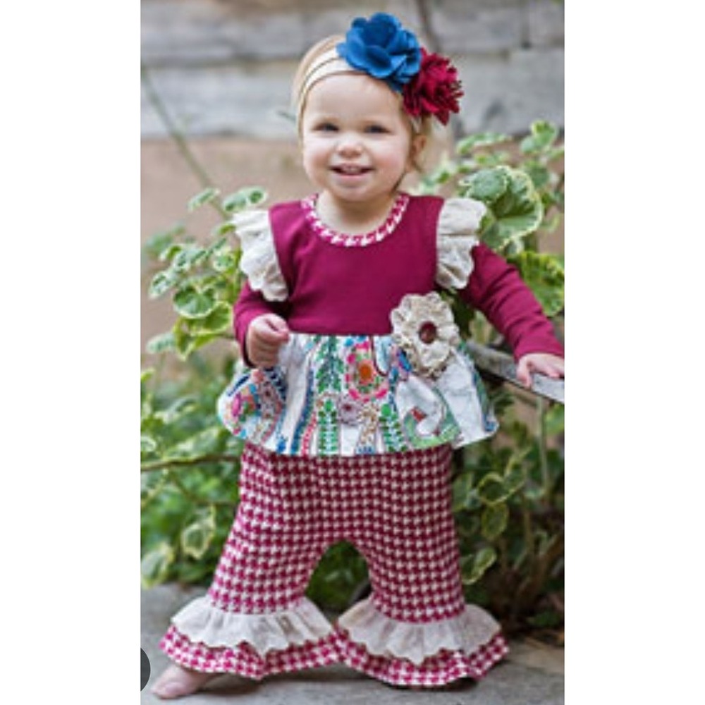 Giggle Moon Christmas Dress and Shorts Happy Holly Daze 3M‎ Red Velour Baby Girl